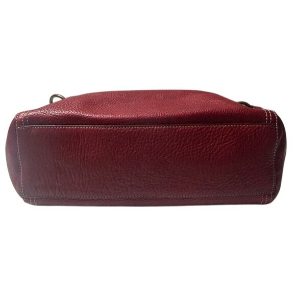 Vintage Fossil Red Pebbled Leather Shoulder Bag Side Pockets Brass Hardware - Picture 6 of 9